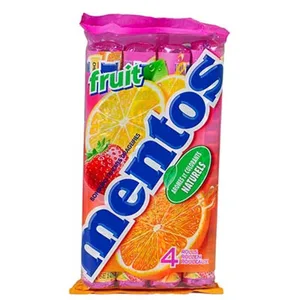 סוכריות לעיסה בטעם פירות : מנטוס 4 יח של 37 גרם