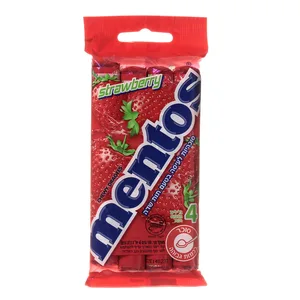 סוכריות לעיסה בטעם תות : מנטוס . 4 יח של 37 גרם