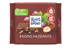 ריטר שוקולד חלב צימוקים ואגוזים לוז 100 גרם